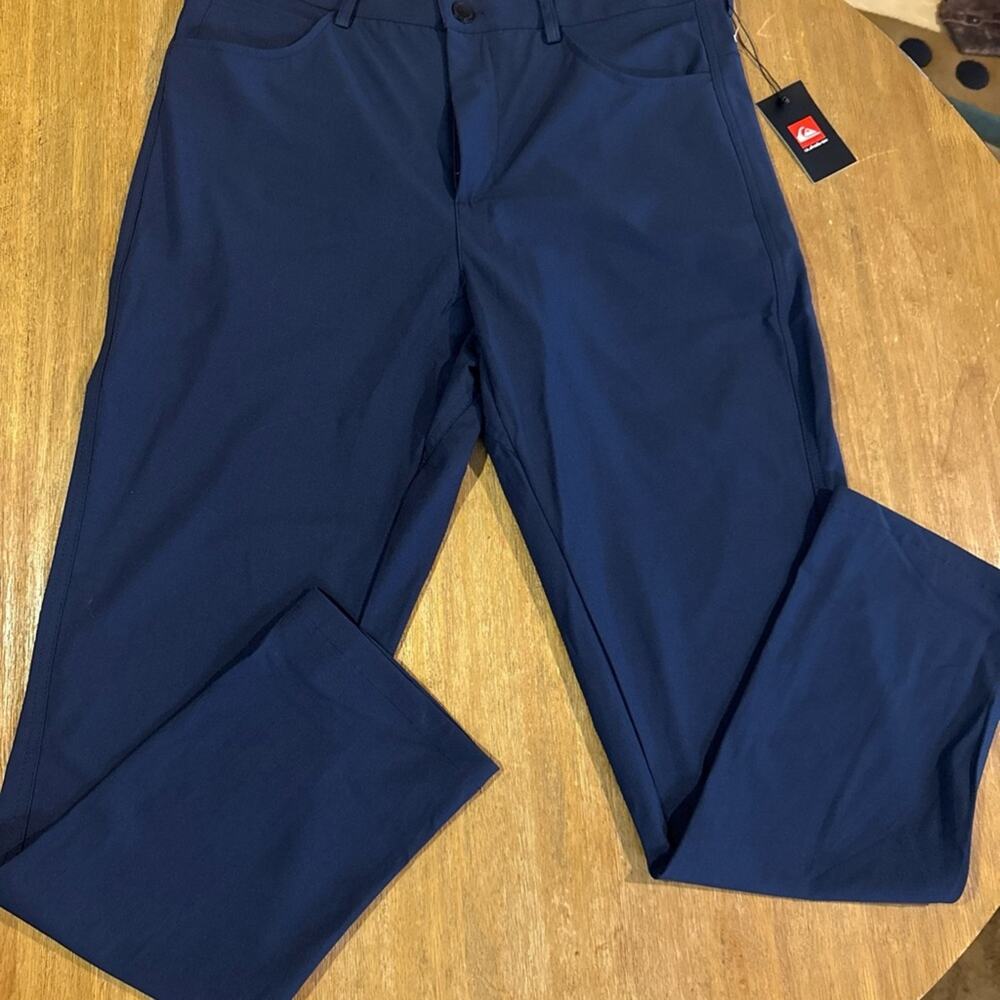 Quiksilver 34 X 32 Slim Fit Expandable Waist Navy Stretch Tech Woven Pant Mens